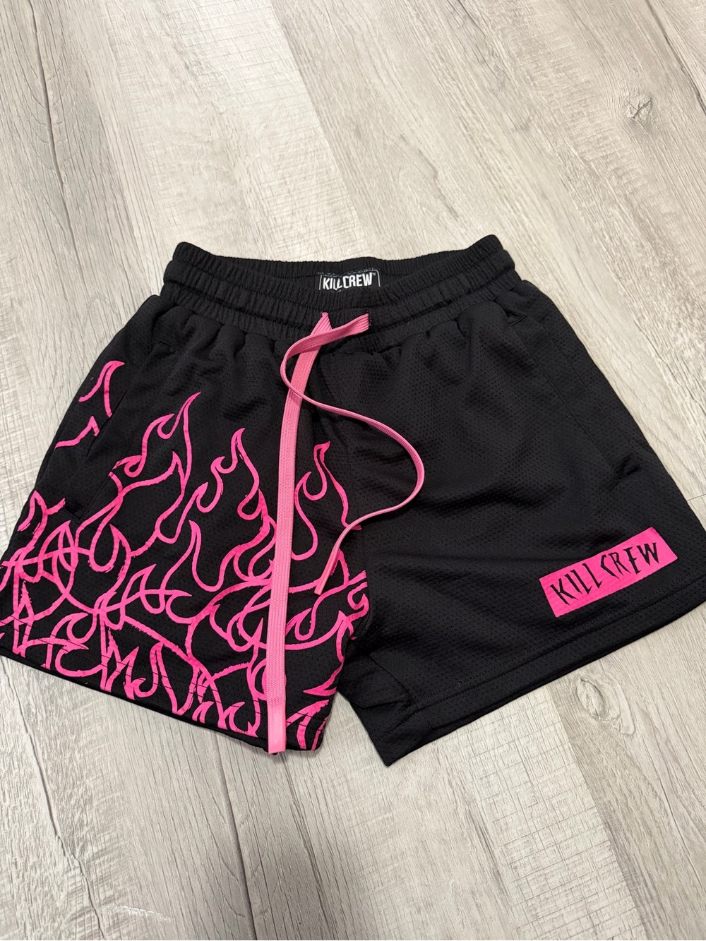 Kill Crew Black & Hot Pink Flame Athletic Shorts